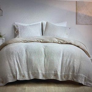 Mara 4-piece waffle weave full/queen taupe duvet set
